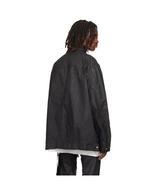 Rick Owens Black Temple Jumbo Worker Denim Jacket for men