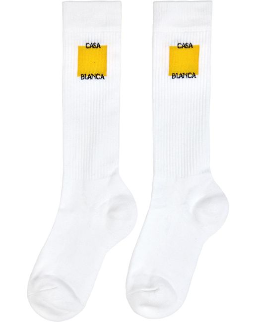 Casablancabrand White Square Socks for men