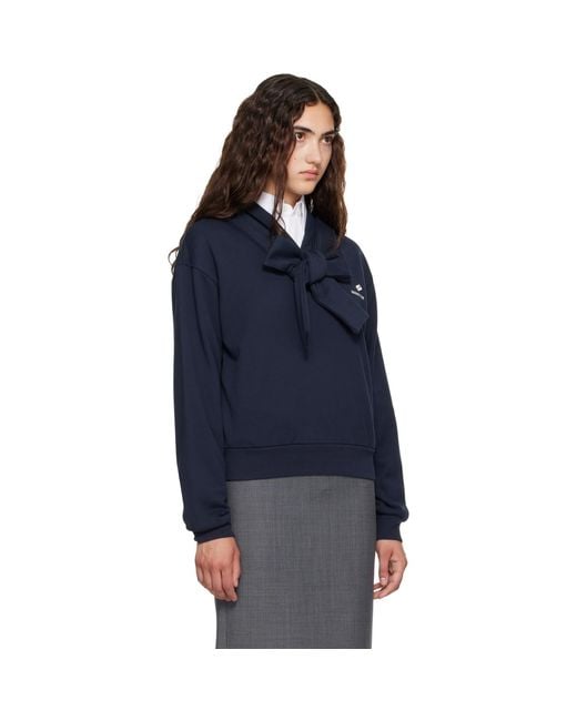 ShuShu/Tong Blue Tie Front Bow Hoodie