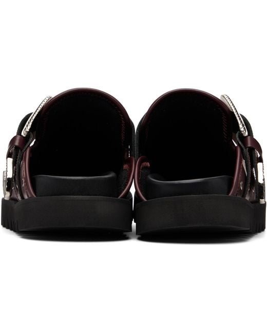 Toga Virilis Black Ssense Exclusive Burgundy Eyelet Metal Sabot Slip-On Loafers for men