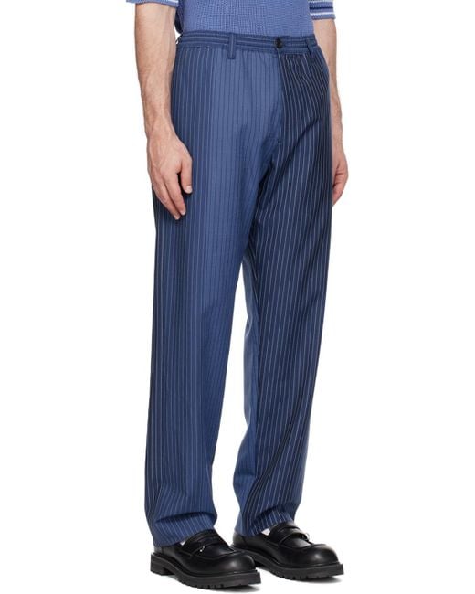 Marni Blue Pinstripe Trousers for men