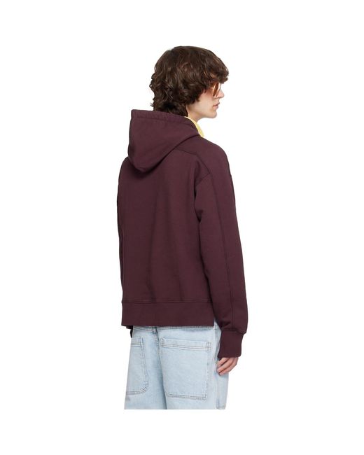 Sanderlak Purple Burgundy Embroidered Logo Hoodie for men