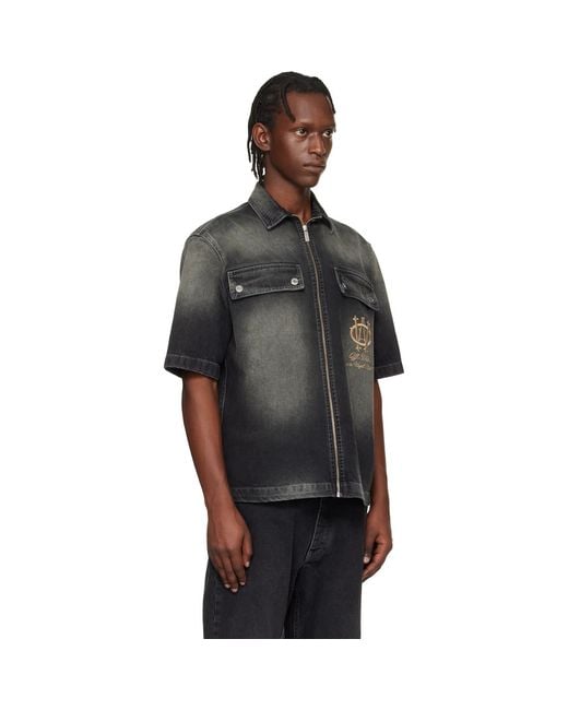Off-White c/o Virgil Abloh Black Zip Bowling Denim Shirt for men
