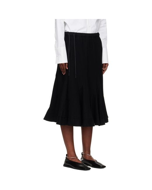 Yohji Yamamoto Black Eringi Midi Skirt