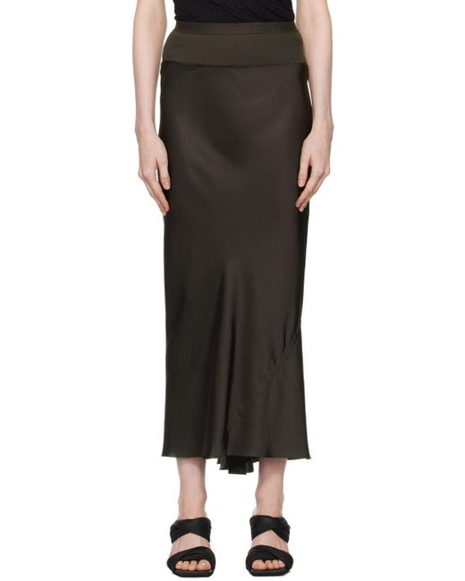 Rick Owens Black Porterville Calf Bias Midi Skirt