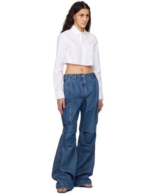 Sandales à talon aiguille bleues en denim à bride de style tong Coperni en coloris Blue