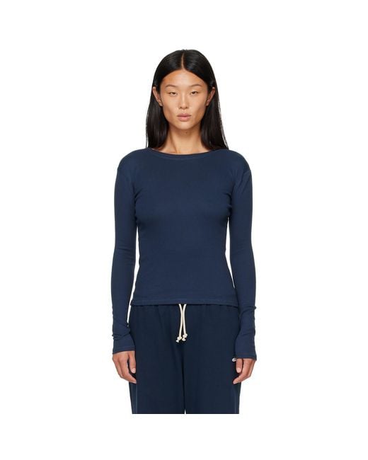 HOMMEGIRLS Blue Fruit Of The Loom Edition Long Sleeve Slim T-Shirt