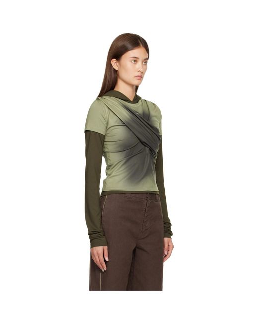 ANDERSSON BELL Multicolor Khaki Gathered Jersey Hoodie & T-Shirt Set