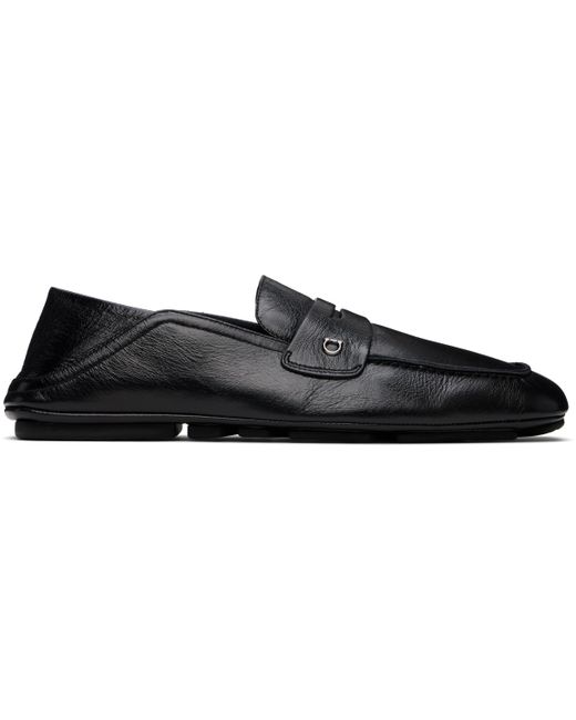 メンズ Ferragamo ブラック カーフスキン ローファー Black
