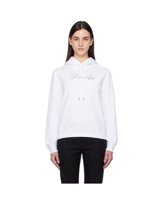 Lanvin White Bead Embroidered Hoodie