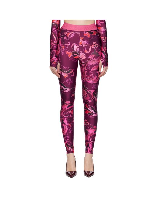 Versace Jeans Couture Red Lycra Barocco Leggings