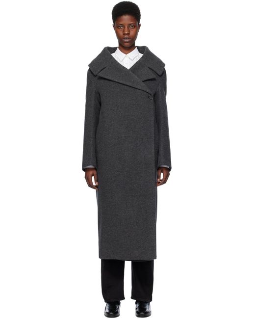 Totême  Black Oversized Wool-Blend Felt Wrap Coat