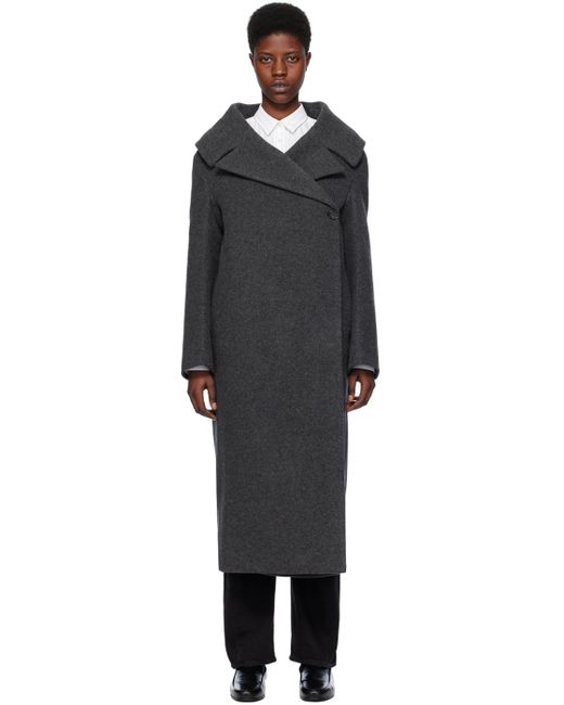 Totême  Black Toteme Gray Wrap Coat