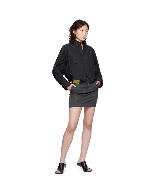 MM6 by Maison Margiela Black Mirrored Cotton Poplin Shirt
