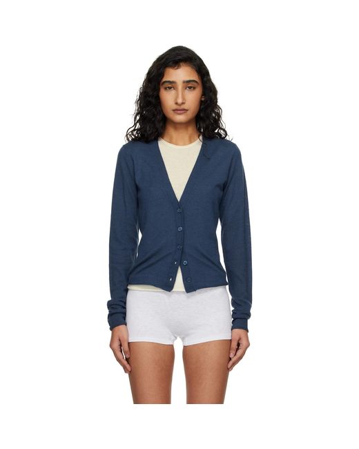 Skims Blue Featherweight Cashmere Cardigan