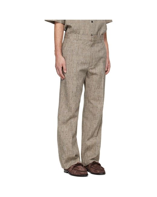 Bottega Veneta Natural Taupe Fleck Viscose Trousers for men