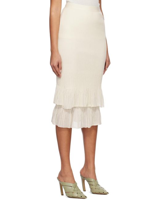 Bottega Veneta Natural Off-white Light Midi Skirt