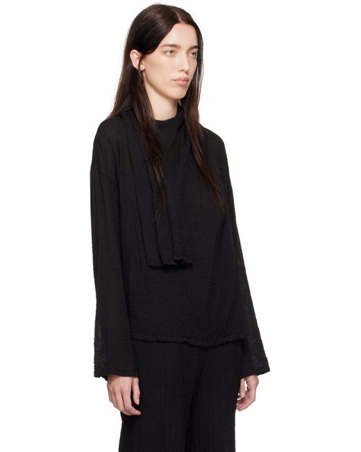 Issey Miyake Black Karami Wool Blouse