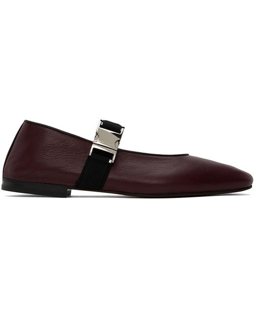 VT 26s Mary Jane Ballet Flats Beige Burgundy Lambskin 611368