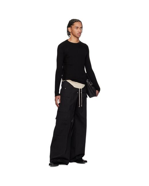 Rick Owens Black Temple Ribbed Geo Sweater for men