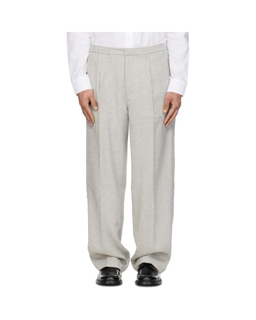 Lacoste White Relaxed Fit Slub Weave Trousers for men