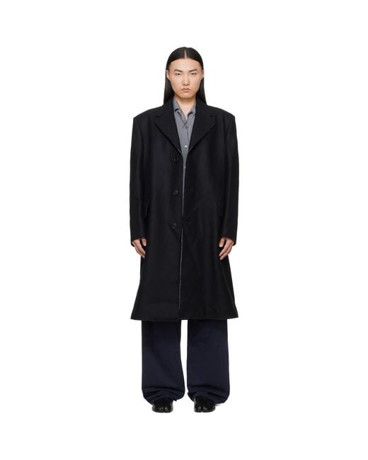 MM6 by Maison Margiela Black Wool Felt Single-Breasted Coat for men