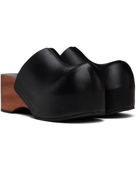 Acne Black Leather Wood Clogs