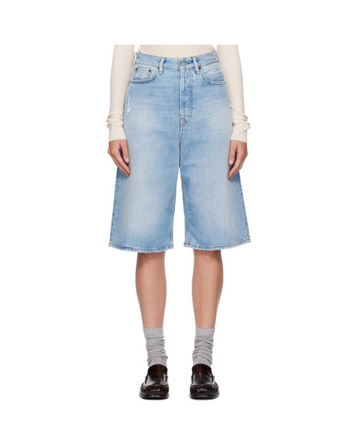 Acne Blue Loose-Fit Denim Shorts