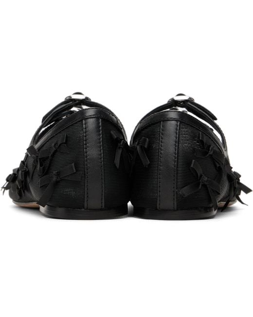 Marc Jacobs Black 'The Bow Mesh Kiki' Ballerina Flats