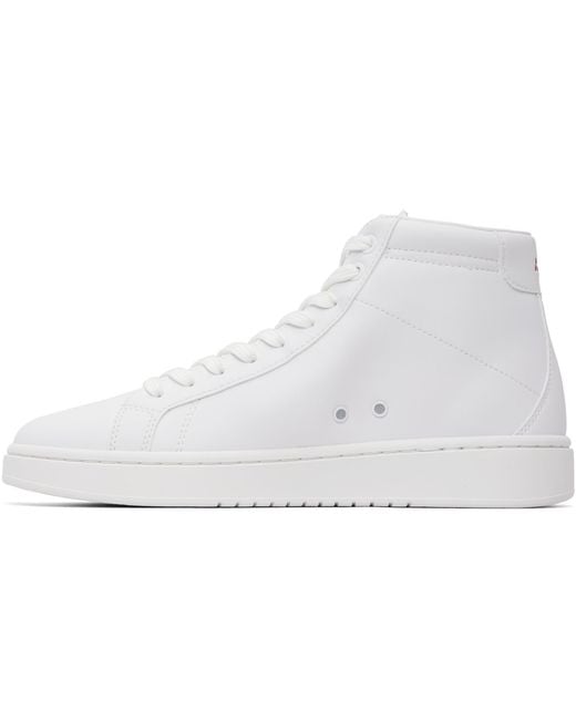 HUGO White Faux-Leather High-Top Sneakers for men