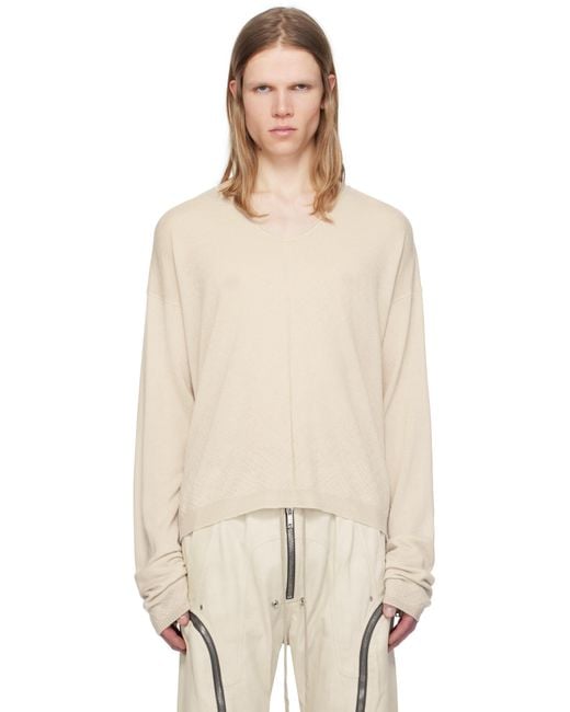 Rick Owens Natural Off- Hollywood Rasato Sweater for men