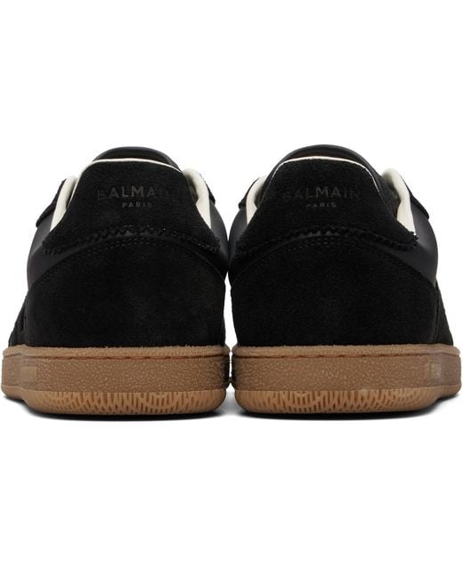 Balmain Black Suede & Smooth Leather Swan' Sneakers for men