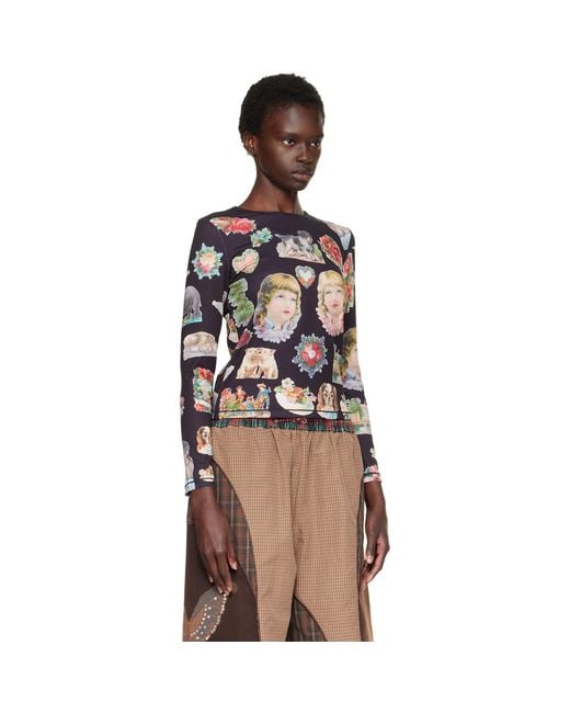 Chopova Lowena Black Snippets Fitted Jersey T-Shirt
