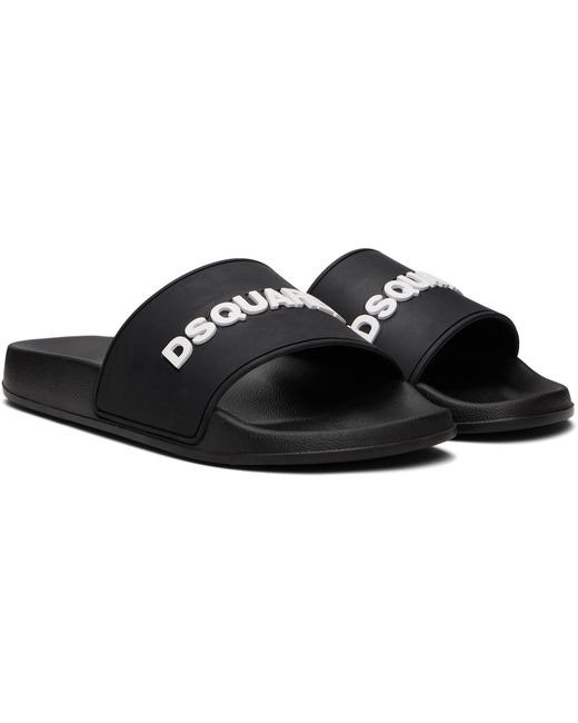 DSquared² Black Logo' Pool Slides for men