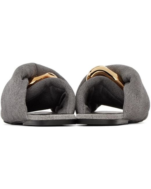 J.W. Anderson グレー チェーン ツイスト レザーサンダル Black