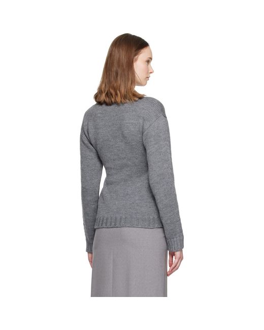 Jil Sander Gray Hourglass Wool Sweater