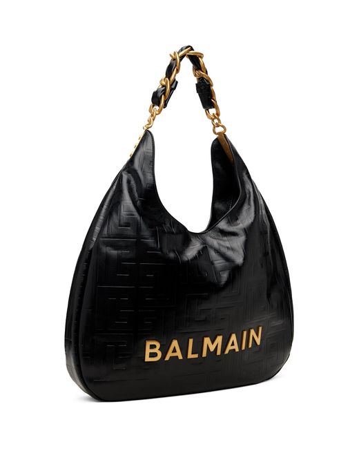 Balmain Black 1945 Soft Monogram Bag