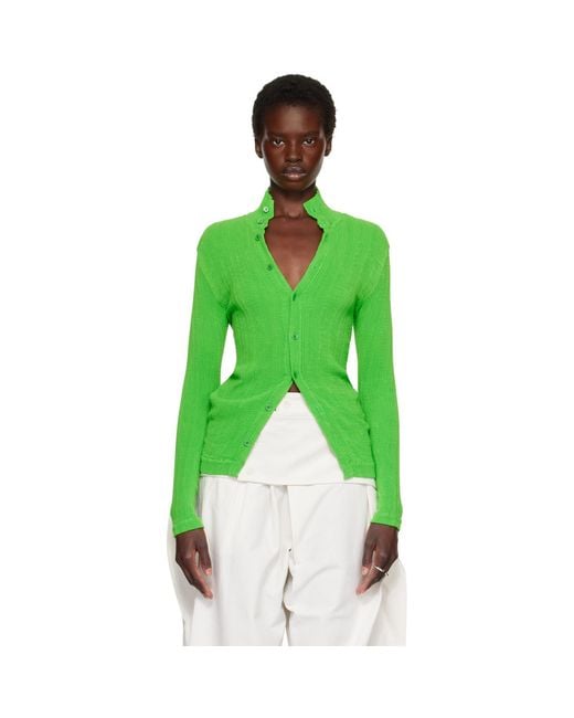Issey Miyake Green Rill Cardigan