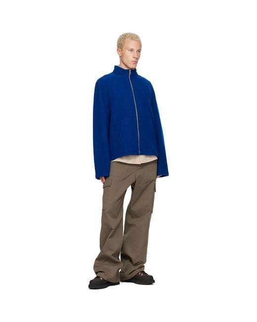 Rier Blue Full Zip Fleece Sweater for men