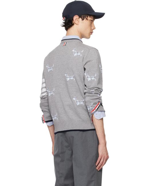 Thom Browne Gray 4-bar Hector Sweater for men