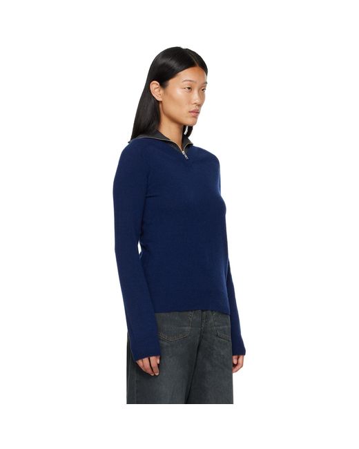 MM6 by Maison Margiela Blue Layered Neckline Pullover Sweater