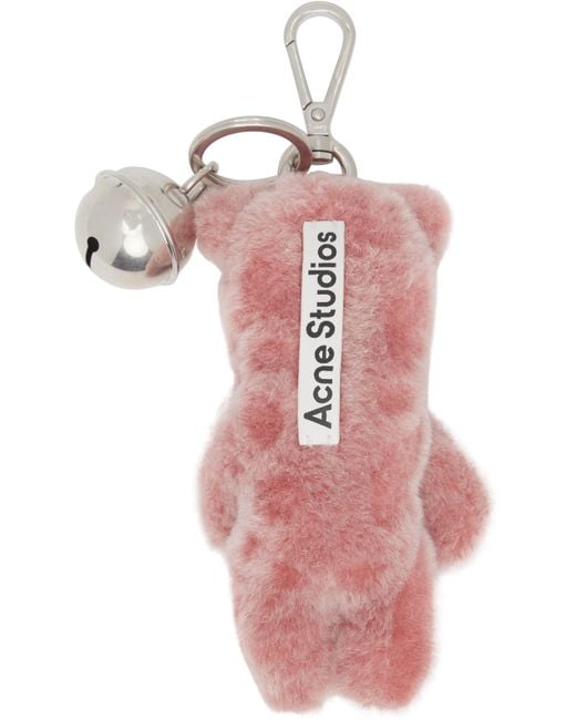 Acne Pink Teddy Bear Keychain for men