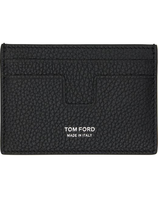 Tom Ford Black Soft Grain 'T Line' Money Clip Card Holder for men