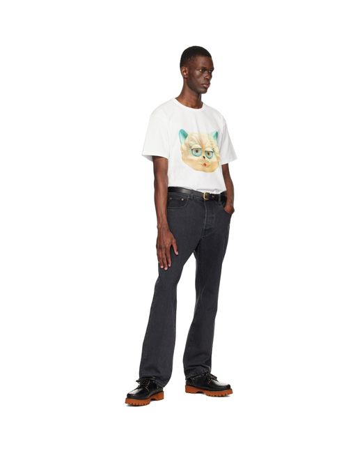 Valentino Black Cotton 'Le Chat De La Maison' Print T-Shirt for men