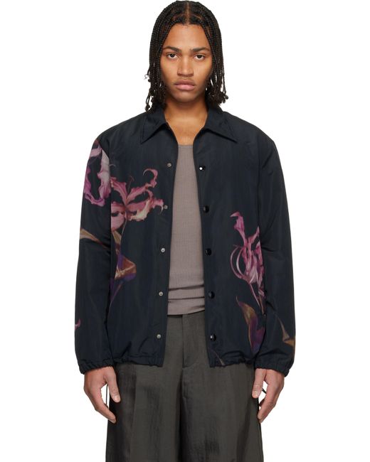 Dries Van Noten Black Printed Jacket for men