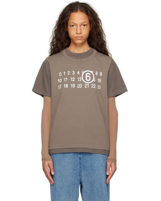 MM6 by Maison Martin Margiela Orange Taupe Two-Layer T-Shirt