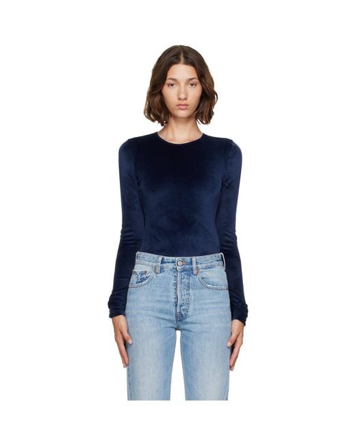 MM6 by Maison Margiela Blue Paneled Long-Sleeve T-Shirt