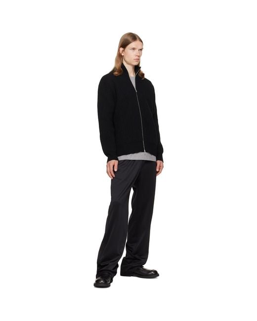 MM6 by Maison Margiela Black Ribbed Knit Jacket for men