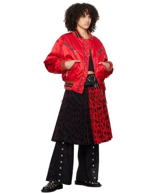 Chopova Lowena Purple & Red Laser Knee Midi Skirt
