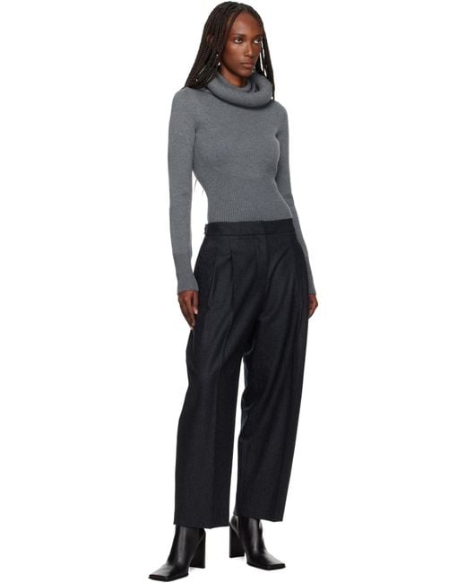 Alaïa Black Sculptural Hood Ribbed Knit Turtleneck